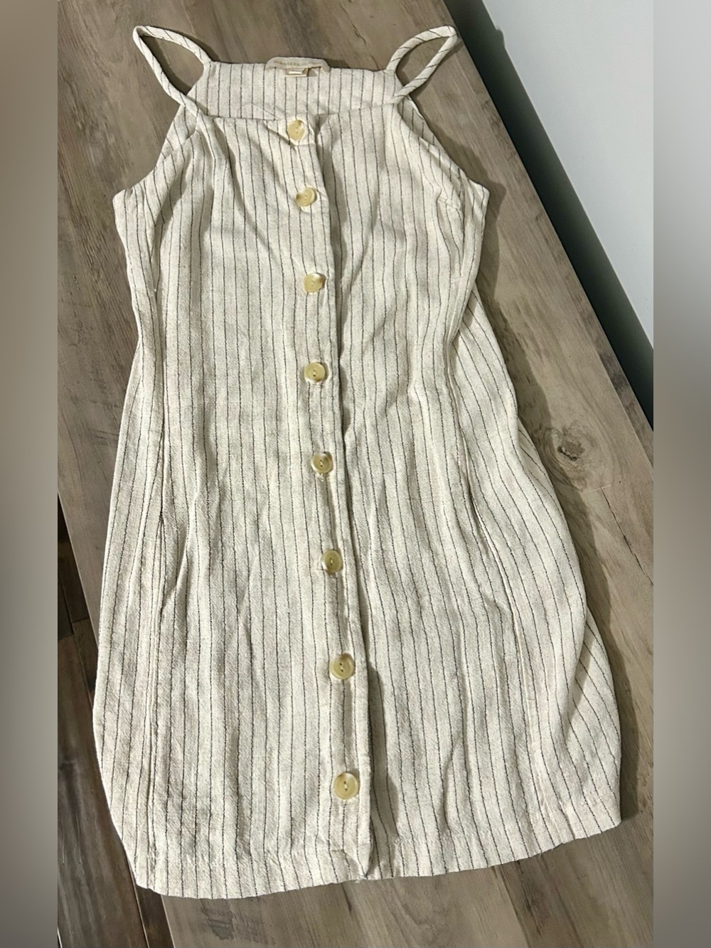 Monteau Los Angeles Linen Blend Striped Button Front Mini Dress Size Small - Picture 4 of 6